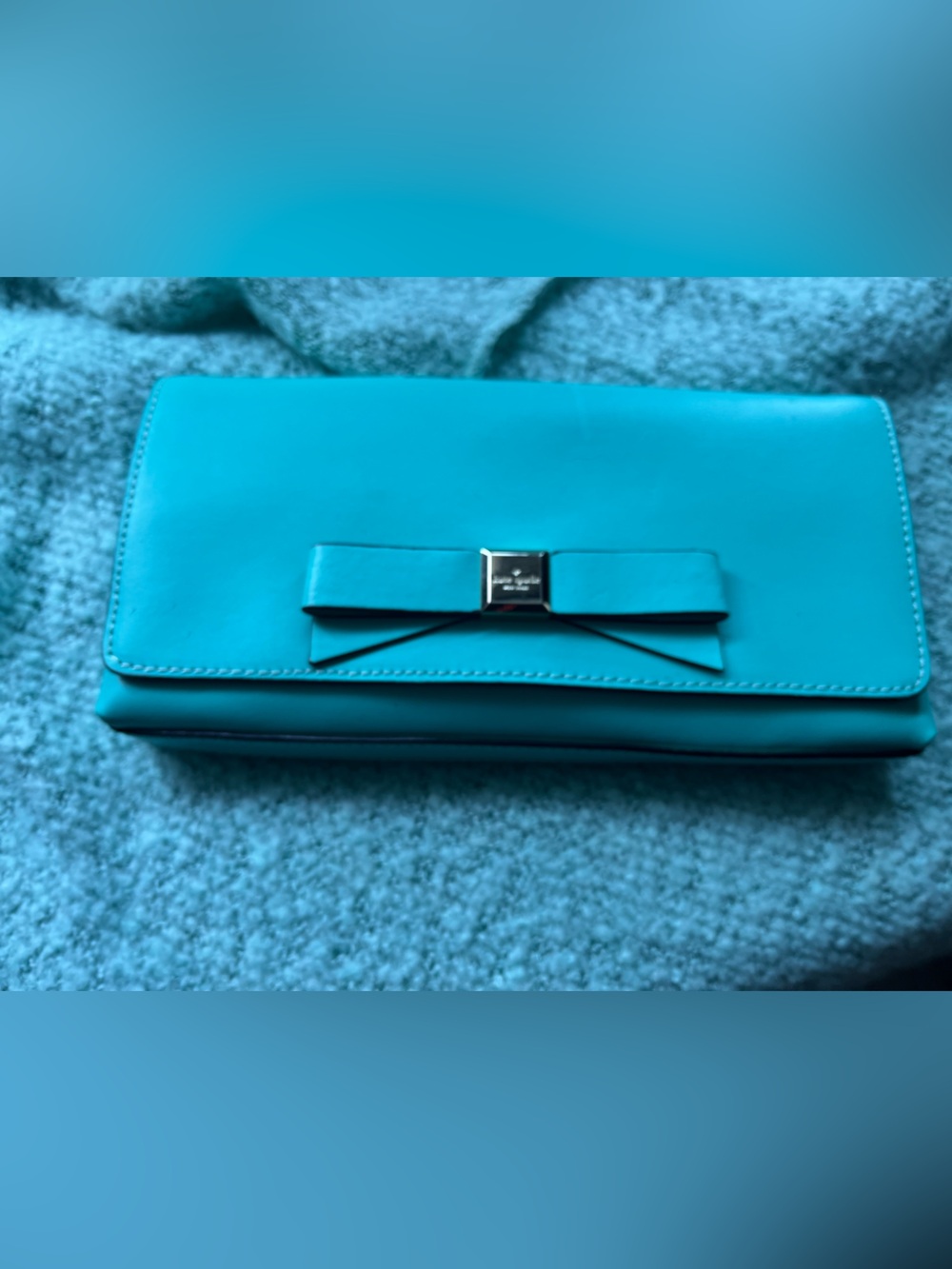 kate spade Turquoise Bow Clutch in Bright Teal
